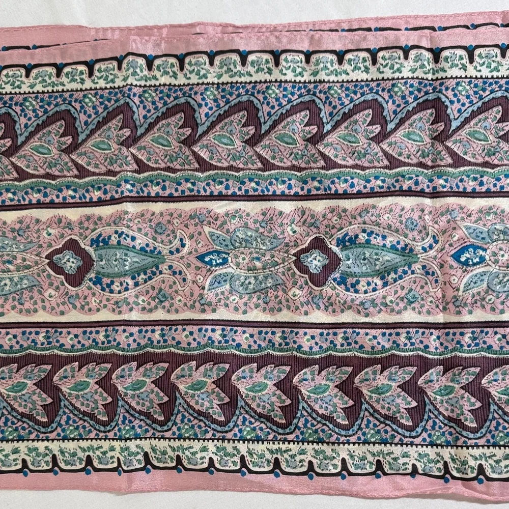 Pink and Blue Silk Paisley Scarf